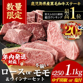 【ふるさと納税】【年内発送対応！】【 500gウィンナー2袋セット13,000円 数量限定 】ステーキ ＜内容量・回数が選べる＞ 牛肉 4等級以上 鹿児島県産 黒毛 和牛 ロース or モモ ロースステーキ モモステーキ (1枚〜6枚・計約250g〜1.1kg 定期便 全3回 or 5回) 【ナンチク】