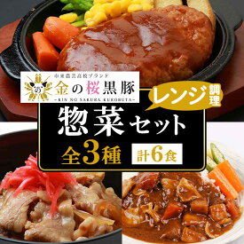 【ふるさと納税】金の桜黒豚を使用した惣菜3種！ハンバーグ(180g×2袋)・黒豚丼(180g×2袋)・黒豚カレーセット(200g×2袋)【エーエフ企画】