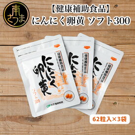 【ふるさと納税】【健康補助食品】にんにく卵黄ソフト300（62粒入り×3袋） 健康 美容 食品 ニンニク 正食研究所 鹿児島 南さつま市 送料無料