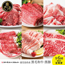 【ふるさと納税】黒毛和牛・黒豚定期便（全6回）- 国産 黒毛和牛（ローススライス / サーロインステーキ カルビ / 切り落とし / ももスライス）鹿児島県産 黒豚 (切り落とし/しゃぶしゃぶ) 送料無料 【2019年度 ふるさと納税 寄附額 鹿児島県1位 南さつま市】