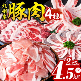 【ふるさと納税】【訳あり】小分け・真空パック!九州産 豚肉 4種(計2.25kg~4.5kg) 豚肉 豚 国産 肉 ロース バラ モモ ウデ バラエティ セット 小分け 真空パック 【内容量が選べる！】【サンキョーミート】