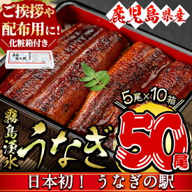 【ふるさと納税】【数量限定】【化粧箱10箱】ご挨拶・配布用にも！鹿児島県産 山田水産の霧島湧水鰻＜計50尾(5尾×10箱)/計8kg(1尾あたり160g)＞ うなぎ 鰻 ウナギ 贈答 50尾 国産 九州産 蒲焼き かばやき 冷凍 ランキング 人気【山田水産】wc5-002