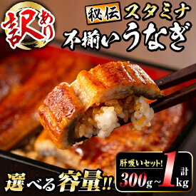 【ふるさと納税】【内容量が選べる】【訳あり】鹿児島県産！秘伝のスタミナうなぎ蒲焼き＜計300g～1000g以上＞肝吸いセット！ にんにく黒酢パワーで丸々太った美味しい鰻! うなぎ ウナギ 鰻 蒲焼き スタミナ 黒酢 ニンニク 不揃い 鹿児島 肝吸い【有明淡水】