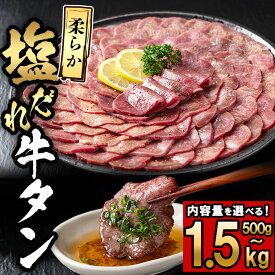 【ふるさと納税】【内容量が選べる！】薄切り牛タン(500g×1P～3P・計500g～1.5kg) 牛肉 肉 お肉 牛たん タン たん 焼肉 BBQ 冷凍 味付け肉 塩だれ【nixy CHUZAN】