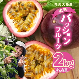 【ふるさと納税】【2026年先行予約】 完熟 南の島 奄美 の パッションフルーツ 2kg 箱 20～22個 サイズ混合 パッション 果物 フルーツ 果実 南国フルーツ 予約 美味しい 鹿児島 甘い 酸味 爽やか Amami sun time farm 鹿児島 奄美市 おすすめ ランキング プレゼント ギフト