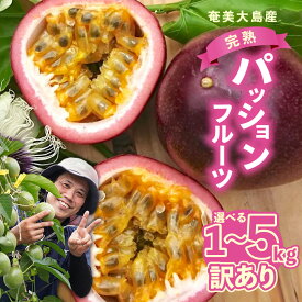 【ふるさと納税】【2026年先行予約】＜選べる＞ 訳あり 完熟 南の島 奄美 の パッションフルーツ 家庭用 1kg or 3kg 傷物 色むらあり サイズ混合 パッション 果物 フルーツ 果実 南国 期間 限定 Amami sun time farm 鹿児島 奄美市 おすすめ ランキング プレゼント ギフト