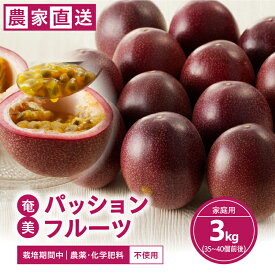 【ふるさと納税】パッションフルーツ 奄美産 家庭用 3kg 35個〜40個前後 栽培期間中農薬・化学肥料不使用 奄美大島 果物 フルーツ トロピカルフルーツ 農家直送 人気 おすすめ お取り寄せ 送料無料