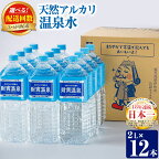 〈選べる配送回数！〉天然アルカリ温泉水ペットボトルセット！(2L×12本・3回(計36本)/6回(計72本))イーサキング 温泉水 水 アルカリ 防災 食品【財宝】