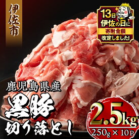 【ふるさと納税】【伊佐の日・寄附額改定】鹿児島県産黒豚切り落とし(計2.5kg・250g×10P) 精肉 小分け 切落とし 料理 パック 国産 薄切り 豚肉 九州産 冷凍 【増元精肉店】