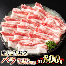 【ふるさと納税】鹿児島県産！鹿児島黒豚バラ すき焼き・しゃぶしゃぶ用(計800g・4〜5人前)国産 鹿児島 黒豚 豚 豚肉 すき焼き しゃぶしゃぶ 小分け 冷凍 冷凍便【堀ノ内商会】