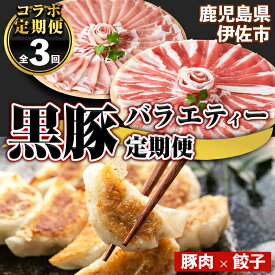 【ふるさと納税】【定期便】コラボ定期便！黒豚バラエティー定期便 (全3回) 定期便 コラボ定期便 黒豚 豚 ぶた ロース バラ スライス 生餃子 冷凍食品 おつまみ 惣菜 簡単調理【サンキョーミート株式会社・工房ゆう】