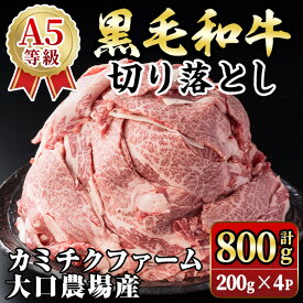 【ふるさと納税】鹿児島県(カミチクファーム 大口農場)産 黒毛和牛切り落とし(計800g・200g×4パック) 黒毛和牛 切り落とし 和牛 国産牛 高級肉 A5 ランク 霜降り 赤身 牛肉 薄切り スライス 多用途 日常使い ごちそう 人気 おすすめ 高タンパク 【お肉の直売所 伊佐店】