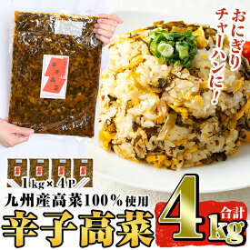 【ふるさと納税】九州産辛子高菜セット4kg(1kg×4パック) 国産 九州産 たかな 漬物 漬け物 ご飯のお供 おかず おつまみ おにぎり 常温 常温保存【九州新進】