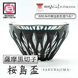 【ふるさと納税】〈お好みの梱包箱を選べる！〉鹿児島県指定伝統的工芸品 薩摩黒切子「桜島盃」 鹿児島 伝統 工芸品 切子 猪口 食器 グラス ガラス 記念品 贈答 贈り物 還暦祝 結婚祝 退職祝 敬老の日 父の日 母の日 セミオーダー 【薩摩びーどろ工芸】