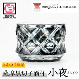 【ふるさと納税】《期間限定》2025年限定！鹿児島県指定伝統的工芸品 薩摩黒切子酒杯「小夜」 鹿児島 切子 伝統工芸品 ガラス グラス 還暦祝 結婚祝 退職祝 敬老の日 父の日 母の日 ギフト プレゼント 贈答 【薩摩びーどろ工芸】