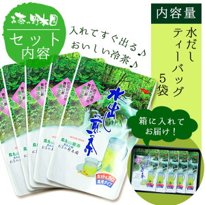 【ふるさと納税】【数量限定】暑い夏に!水分補給に!冷たい水出し湧水ティーバッグ5袋(5g×20パック入りヒモなし)【野本園】