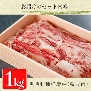 【ふるさと納税】大容量!国産!鹿児島県産黒毛和牛(経産牛)熟成牛肉切り落としセット1kg【ホクシン】