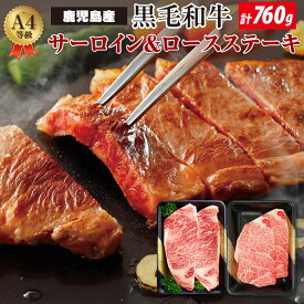 【ふるさと納税】鹿児島産 A4等級 黒毛和牛ステーキ 食べ比べ 合計760g サーロイン x2枚 ロースステーキ x2枚 | 和牛ロース 国産肉 和牛 国産和牛 お肉 食品 牛 黒毛 A4 鹿児島 鹿児島県 鹿児島県大崎町 牛肉 黒毛和牛 特産品 お取り寄せ ロースステーキ ステーキ お土産