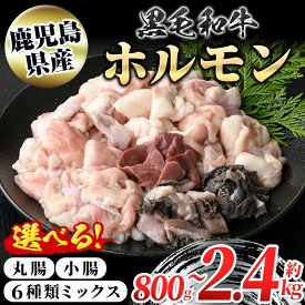 【ふるさと納税】＜容量・部位が選べる！＞鹿児島県産 黒毛和牛 ホルモン ミックス (計800g〜計2.4kg) 国産 和牛 牛肉 牛ホルモン ミックスホルモン ハツ モツ センマイ しま腸 丸腸 冷凍 もつ鍋 焼肉 真空パック 小分け 定期便 全3回 隔月発送 【新村畜産】