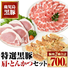 【ふるさと納税】特選黒豚 肩・とんかつセット！黒豚餃子(12個入)×1P付き！ 鹿児島 国産 九州産 黒豚 豚肉 お肉 ロース 肩ロース 餃子 ぎょうざ トンカツ しゃぶしゃぶ すきやき おかず 惣菜【和田養豚】