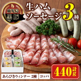 【ふるさと納税】南州農場 黒豚生ハム・ソーセージ詰合せ＜あらびきウィンナー(ほうれん草 100g×2 / ジンジャー 100g×2)・コッパ40g×1＞ 鹿児島 国産 九州産 豚肉 黒豚 南州黒豚 ウィンナー ソーセージ 生ハム セット ギフト 冷蔵 【南州農場(株)高山ミートセンター】