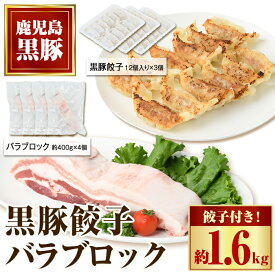 【ふるさと納税】鹿児島県産黒豚バラブロック(計約1.6kg・約400g×4P)、黒豚餃子(12個入×3P)セット！ 鹿児島 国産 九州産 黒豚 豚肉 お肉 バラ ブロック 餃子 ぎょうざ 角煮 焼肉 叉焼 焼豚 チャーシュー おかず 惣菜【和田養豚】
