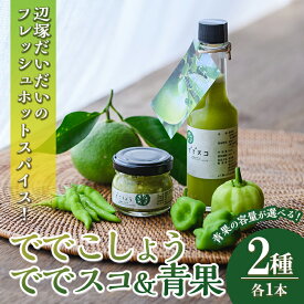 【ふるさと納税】＜先行予約受付中！2026年9月下旬以降準備が整い次第順次発送＞ででこしょう&ででスコセット&でで青果セット (ででこしょう 30g・ででスコ 65ml・辺塚だいだい 500g or 1.2kg) 香辛料 調味料 柑橘 果物 フルーツ 青果 ギフト 贈答 【岸良リトリート】