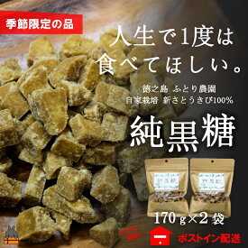 【ふるさと納税】《先行予約》～人生で1度は食べてほしい～徳之島の純黒糖（2袋）【ポストイン配送】 （ 12月～1月発送開始 黒砂糖 黒糖 菓子 和菓子 お茶うけ 徳之島 奄美 鹿児島 さとうきび ミネラル 昔ながらの製法 ふとり農園 ポストイン配送 レターパックライト ）