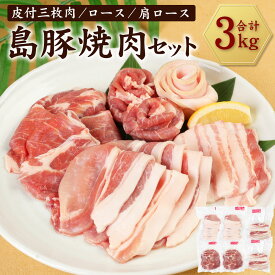 【ふるさと納税】徳之島産 徳之島 愛情たっぷり島豚焼肉セット 合計3kg (皮付三枚肉・ロース・肩ロース) 3種類 肉 豚肉 ロース バラ 島豚 焼肉 焼き肉 BBQ セット 食べ比べ 冷凍 鹿児島県 九州産 国産 徳之島産 送料無料