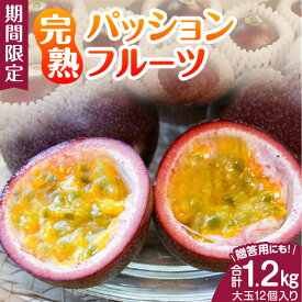 【ふるさと納税】 完熟 ！ パッションフルーツ 【 大玉 】 1.2kg （ 12個入り ） 果物 フルーツ 限定 期間限定 手作り 大きい アイス ヨーグルト 濃厚 ビタミン 栄養 甘い 酸味 よるとも ふるさと納税 鹿児島 知名町 おすすめ ランキング プレゼント ギフト