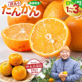 【ふるさと納税】【2026年先行予約】＜選べる容量＞ ご家庭用 訳あり たんかん 1kg ～ 3kg 2月より順次発送 自宅用 みかん オレンジ 柑橘 果物 フルーツ 南国 完熟 ジュース ジャム 期間 数量 限定 健康学農園 沖永良部 鹿児島 知名町 おすすめ ランキング プレゼント ギフト