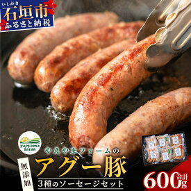【ふるさと納税】やえやまファームのアグー豚(F1種) 南ぬ豚 無添加あらびきソーセージ 3種味わいセット(3種×2パック) 南ぬ豚 アグー豚 焼肉 食べ比べ 豚肉 石垣 石垣島 沖縄 八重山 E-36