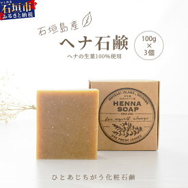 【ふるさと納税】「石垣島産 ヘナ石鹸(大)100g×3個セット」【 美容 石鹸 オーガニック 無添加 】 NE-3