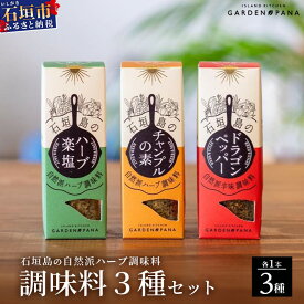 【ふるさと納税】調味料セット チャンプルの素25g＋ハーブ楽塩23g＋ドラゴンペッパー15g　瓶入×3本【 沖縄県 石垣市 石垣島 調味料 万能 石垣島産 セット 】PN-4
