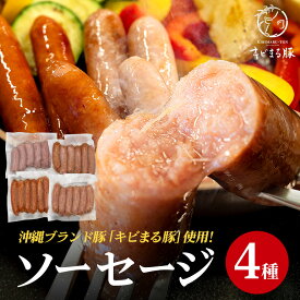 【ふるさと納税】【キビまる豚】4種のソーセージセット 沖縄県 ブランド豚 国産 おつまみ 焼肉 焼き肉 バーベキュー BBQ 冷凍 福まる農場 ウインナー 沖縄 糸満市 4種 粗びき ソーセージ セット フランクフルト プレゼント ギフト 惣菜 お弁当 豚肉 ぶた肉 送料無料