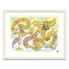 【ふるさと納税】［琉球イラストレーション］ 与儀勝之 『黄龍 / Yellow Dragon』 額装Lサイズ インテリア 雑貨 アート おしゃれ おすすめ 沖縄市 / yogima office [BCAI025]