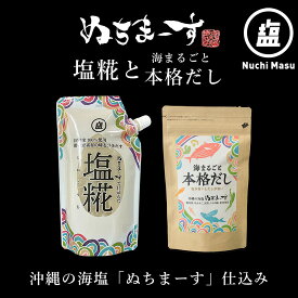【ふるさと納税】塩糀・本格だしセット【ぬちまーす】出汁 8g×12包×1袋 塩糀 300g×1袋 塩 国産 無添加 保存料不使用 化学調味料不使用 調味料 セット 酵素 海塩 沖縄県 うるま市