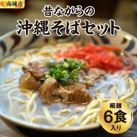 【ふるさと納税】うちなあ家 昔ながらの沖縄そばセット 細麺 6食入り I 沖縄そば 細麺 セット 6食 そば 麺 沖縄県 南城市