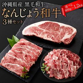 【ふるさと納税】【選べる内容量】沖縄県産　黒毛和牛　なんじょう和牛3種セット(約600g/約1.2kg) I 黒毛和牛 食べ比べ 3種 セット 選べる 内容量 600g 1.2kg 和牛 牛肉 沖縄県 南城市