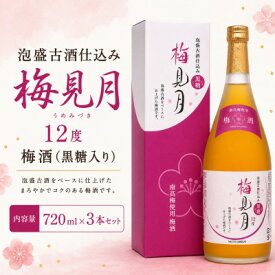 【ふるさと納税】【今帰仁酒造・琉球泡盛】泡盛古酒仕込み梅酒 12度 梅見月黒糖入り 720ml×3本セット【1356721】