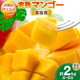 【ふるさと納税】 【期間限定発送】 家庭用 マンゴー (アーウィン種) 約 2kg (4〜6玉) [伊江村マンゴー部会 沖縄県 伊江村 ie47bde320011] 沖縄 フルーツ 果物 甘い 夏 濃厚 Mango 果物 果実 くだもの
