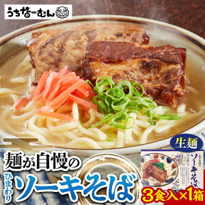 【ふるさと納税】ひまわり ソーキそば 3食 箱入 1P | | 沖縄そば 沖縄 美味しさに 訳あり 北谷町 おすすめ 人気 送料無料