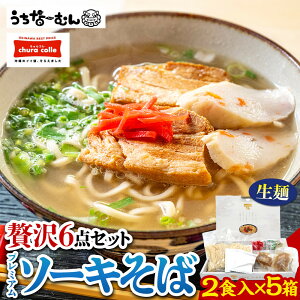【ふるさと納税】ちゅらコレ プレミアムソーキそば贅沢6点セット2食入り5箱 | | 沖縄そば 沖縄 美味しさに 訳あり 北谷町 おすすめ 人気 送料無料