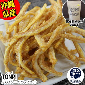 【ふるさと納税】沖縄県産 豚皮焼き上げお菓子 「TONPI スパイシー 5パックセット」