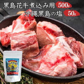 【ふるさと納税】黒島花牛　煮込み用500g＋沖縄黒島の塩50g【牛肉 牛 塩 沖縄】
