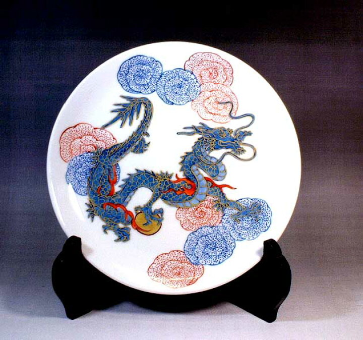 楽天市場】有田焼美術品染錦金彩雲龍絵飾り皿陶芸作家 藤井錦彩 作 