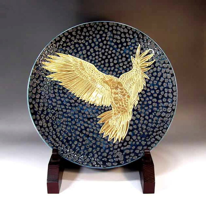 楽天市場】有田焼美術品鉄釉金彩鷹絵飾り大皿陶芸作家 藤井錦彩 作 