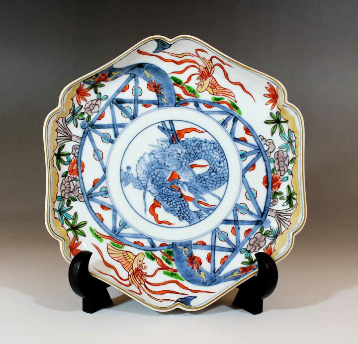 楽天市場】有田焼・総手描き・伝統工芸金襴手古伊万里様式龍絵飾り皿 