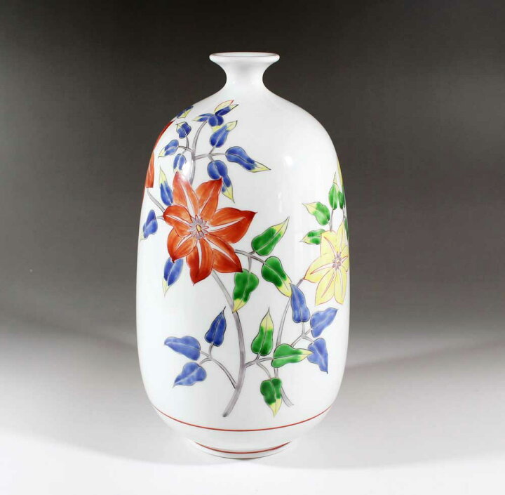 楽天市場】有田焼・伝統工芸・総手描き染錦鉄線花絵花瓶陶芸作家 藤井 