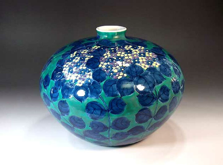 楽天市場】有田焼・伝統工芸・総手描き色鍋島様式紫陽花絵飾り花瓶陶芸 